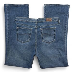 Y2K Vintage Lee Bootcut Jeans 00s Classic Medium Wash Size 14 Flared Denim
